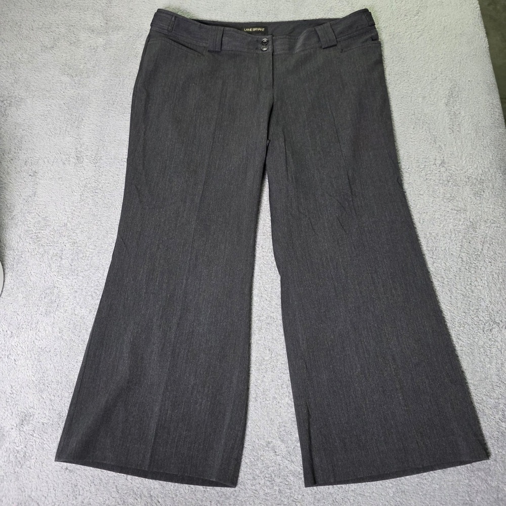 Lane Bryant Womens 20 Petite Dress Pants Gray Wide Leg Stretch Trousers